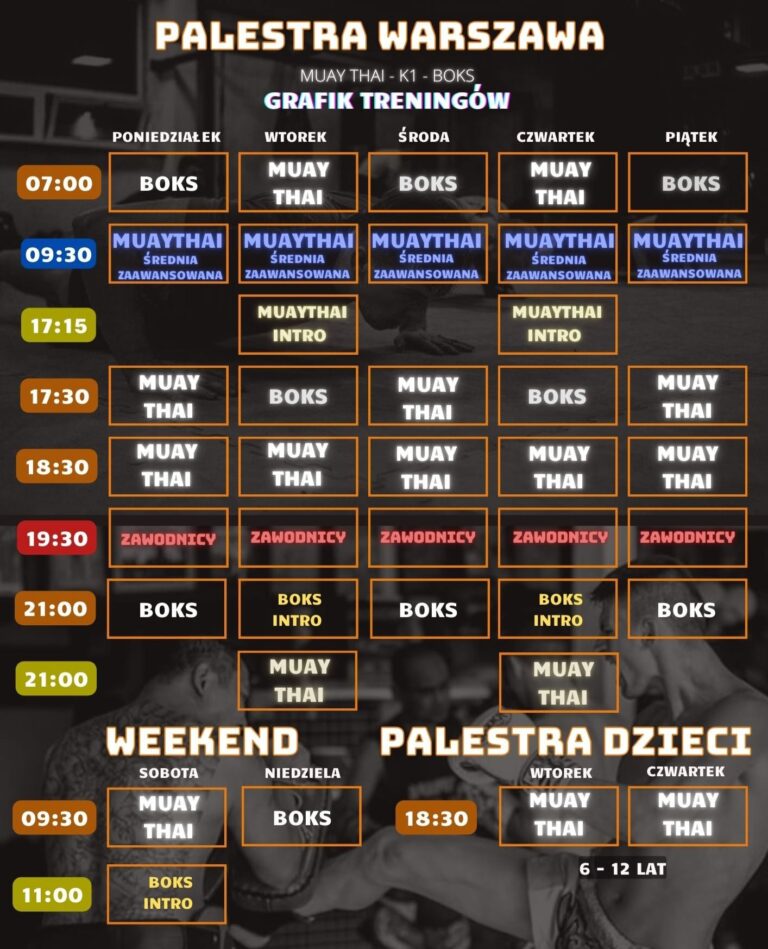 Zajęcia boks, muaythai, kickboxing warszawa raszyn. Grafik treningów.